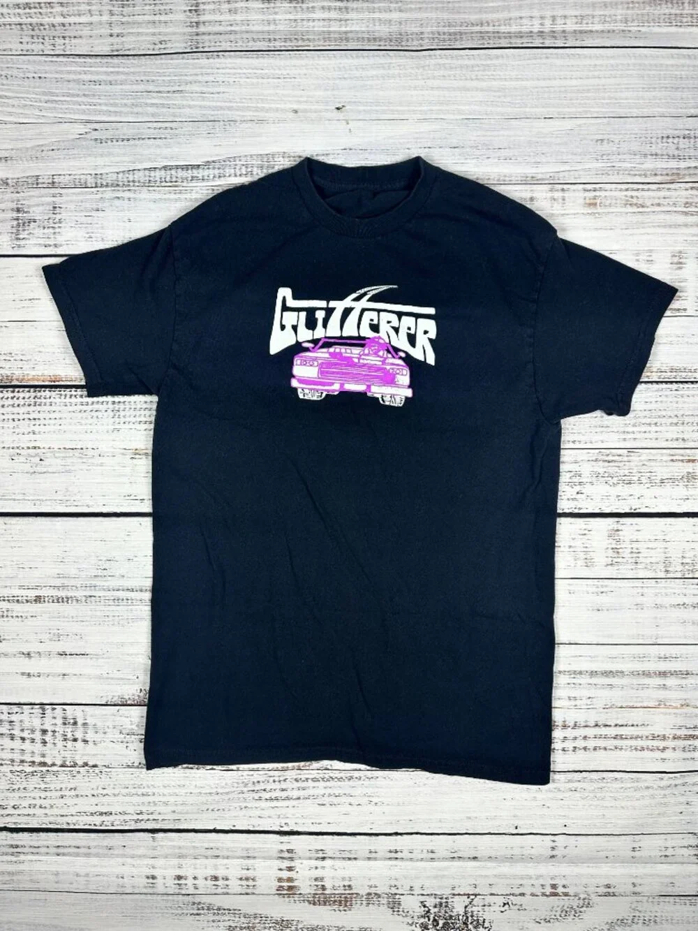 Glitterer (Band Merch) Graphic T-Shirt Medium Black Cotton Band Tee Punk Emo